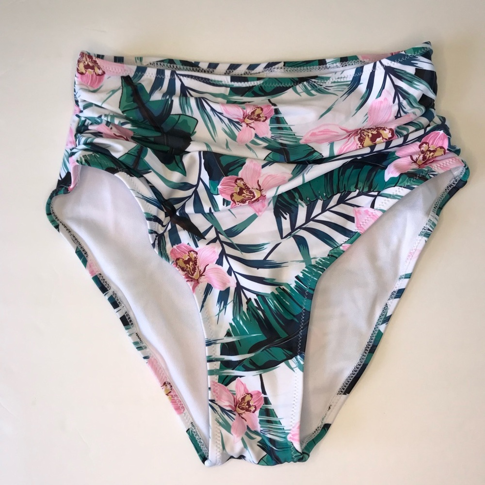 Tropical Print High Waist Bikini Bottoms Size S
